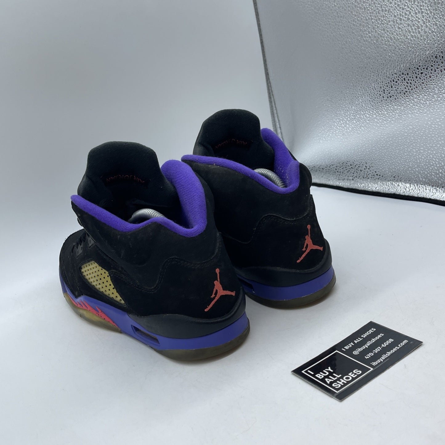 Size 9Y (GS) - Jordan 5 Retro Mid Raptors Black Purple Suede (440892-017)
