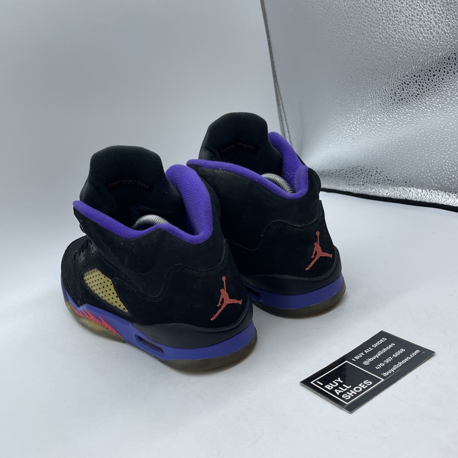 Size 9Y (GS) - Jordan 5 Retro Mid Raptors Black Purple Suede (440892-017)