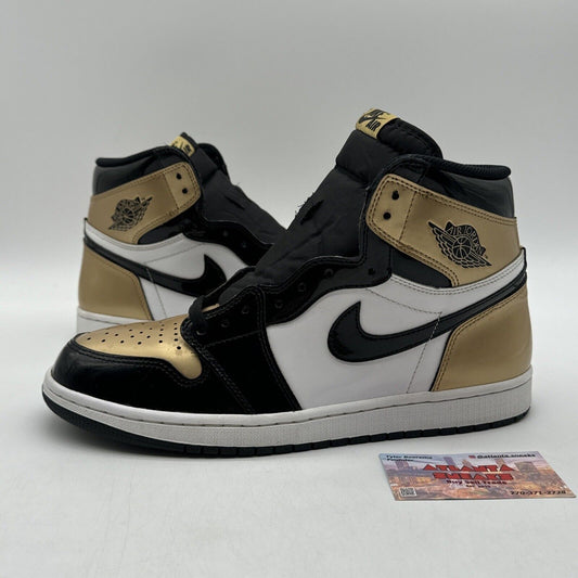 Size 11.5 - Jordan 1 Retro High OG NRG Gold Toe 2018 Patent White Shine Classics