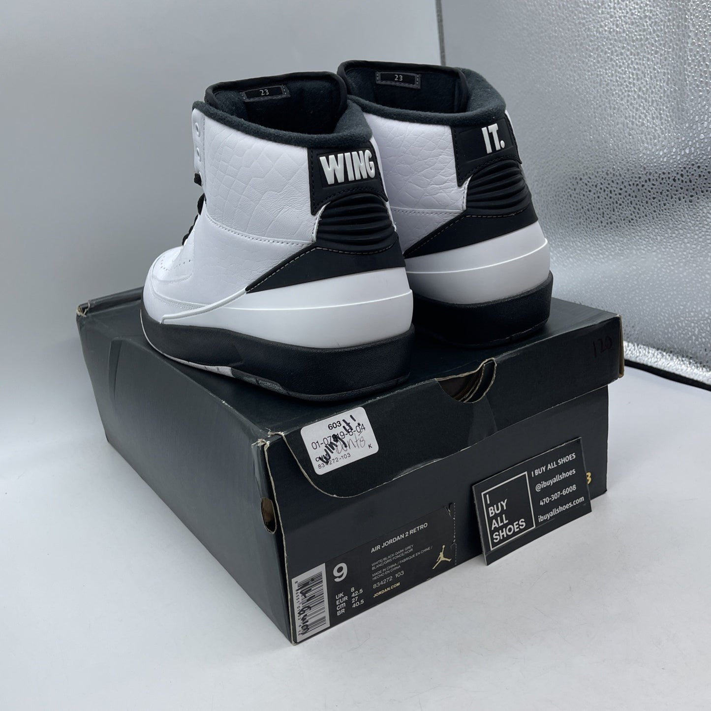 Size 9 - Air Jordan 2 Retro Wing It Black Grey White Leather (834272-103)