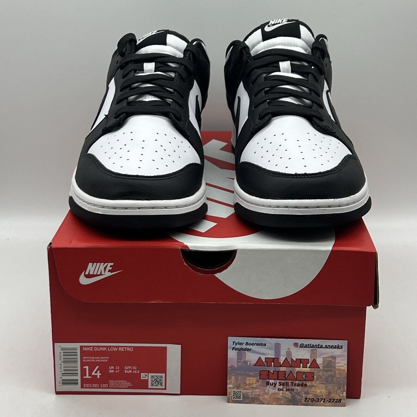 Size 14 - Nike Dunk Low Black White Brand New Og All