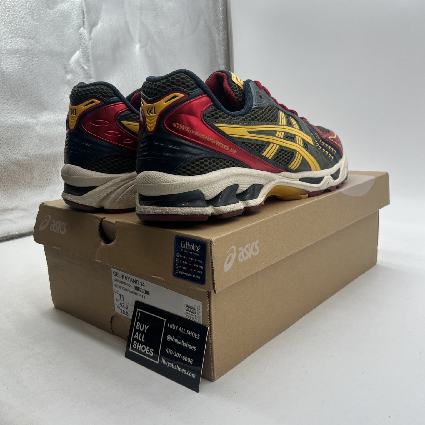 Size 11 - Asics Gel Kayano 14 Olive Canvas Honey (1201A019-301)