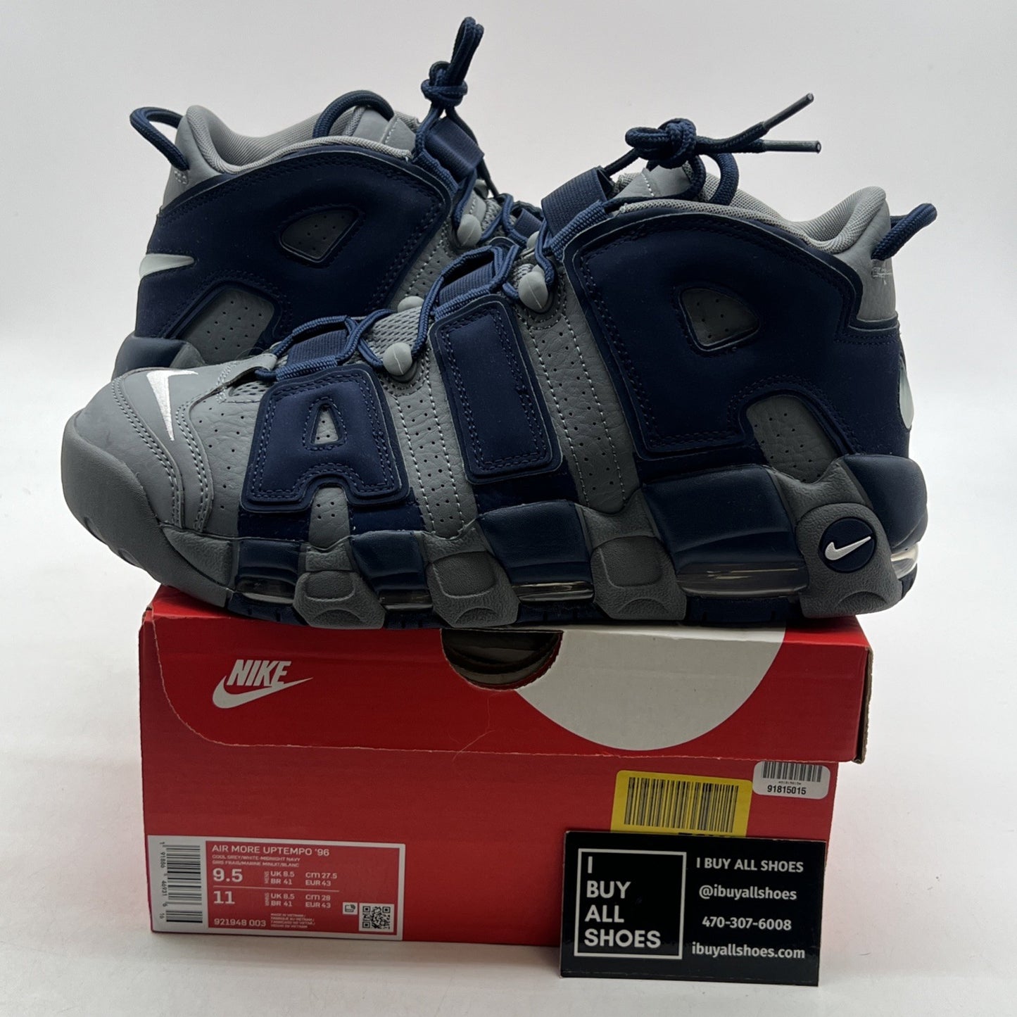 Size 9.5 - Nike Air More Uptempo Georgetown (921948-003).