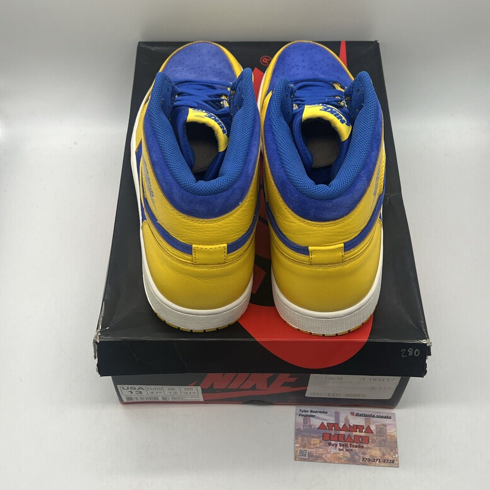 Size 13 - Air Jordan 1 Retro OG High Laney Blue Yellow Leather (555088-707)