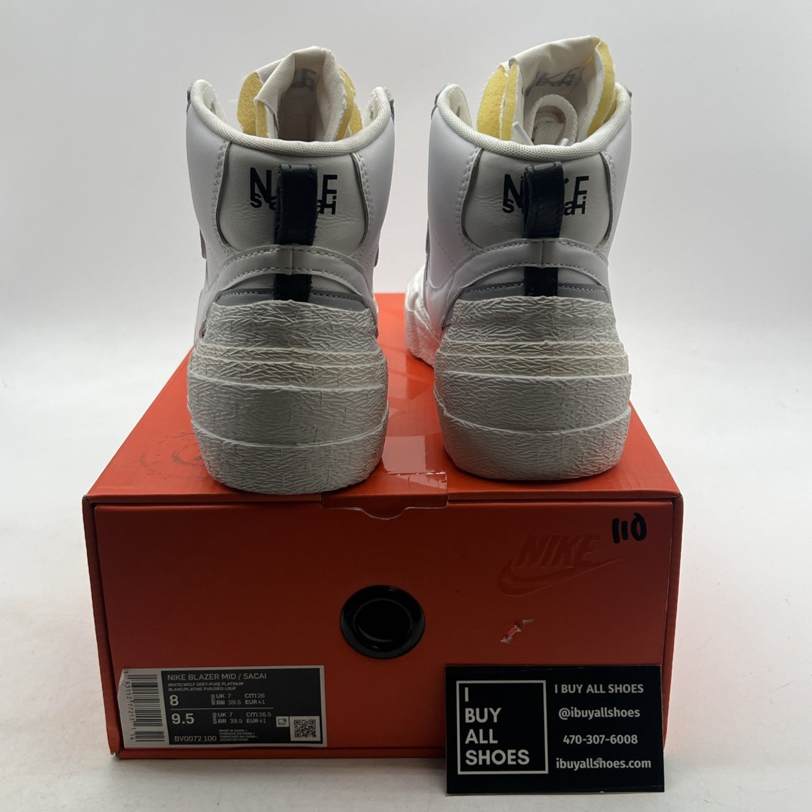 Size 8 - Nike sacai x Blazer Mid White Grey (BV0072-100)