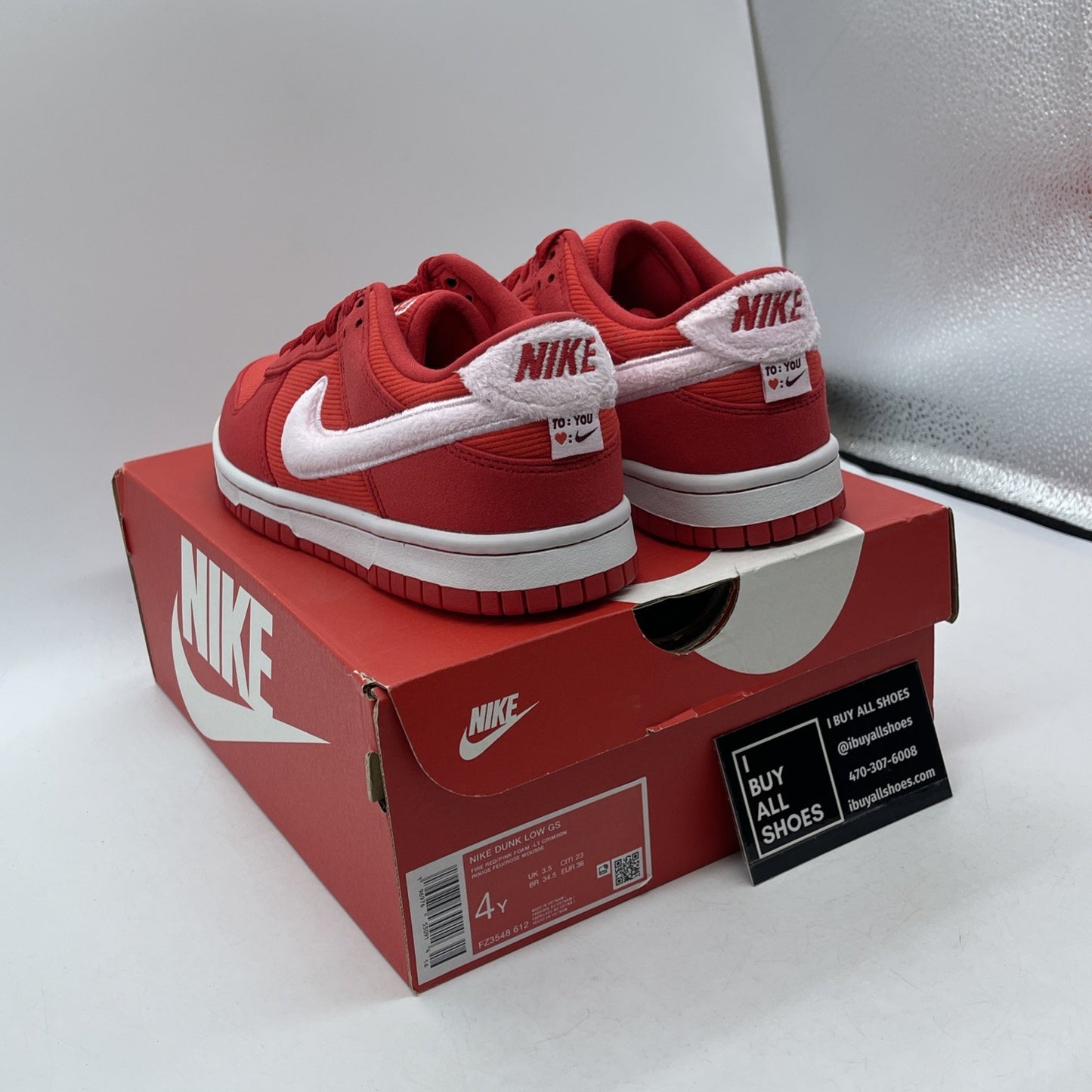 Size 4Y (GS) - Nike Dunk Low Valentine's Day Pink Red Suede (FZ3548-612)