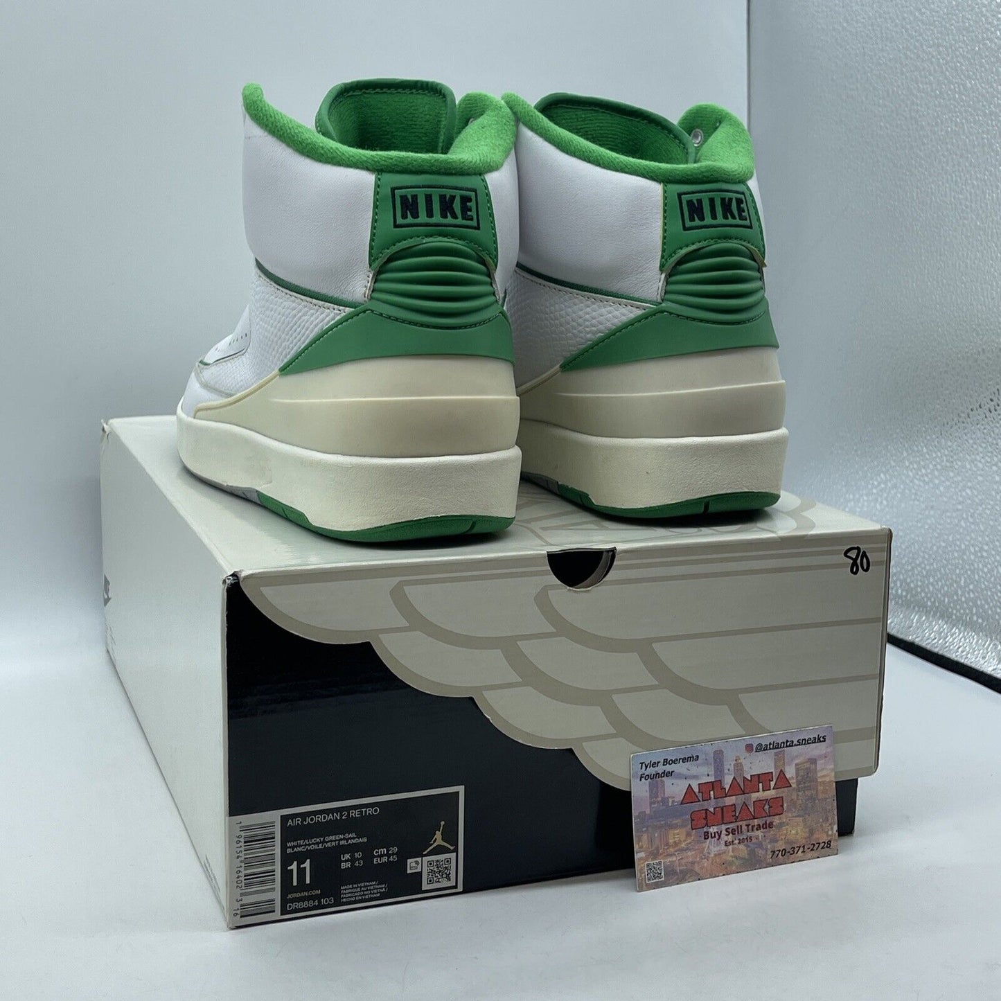 Size 11 - Jordan 2 Retro Lucky Green White Black Leather (DR8884-103)