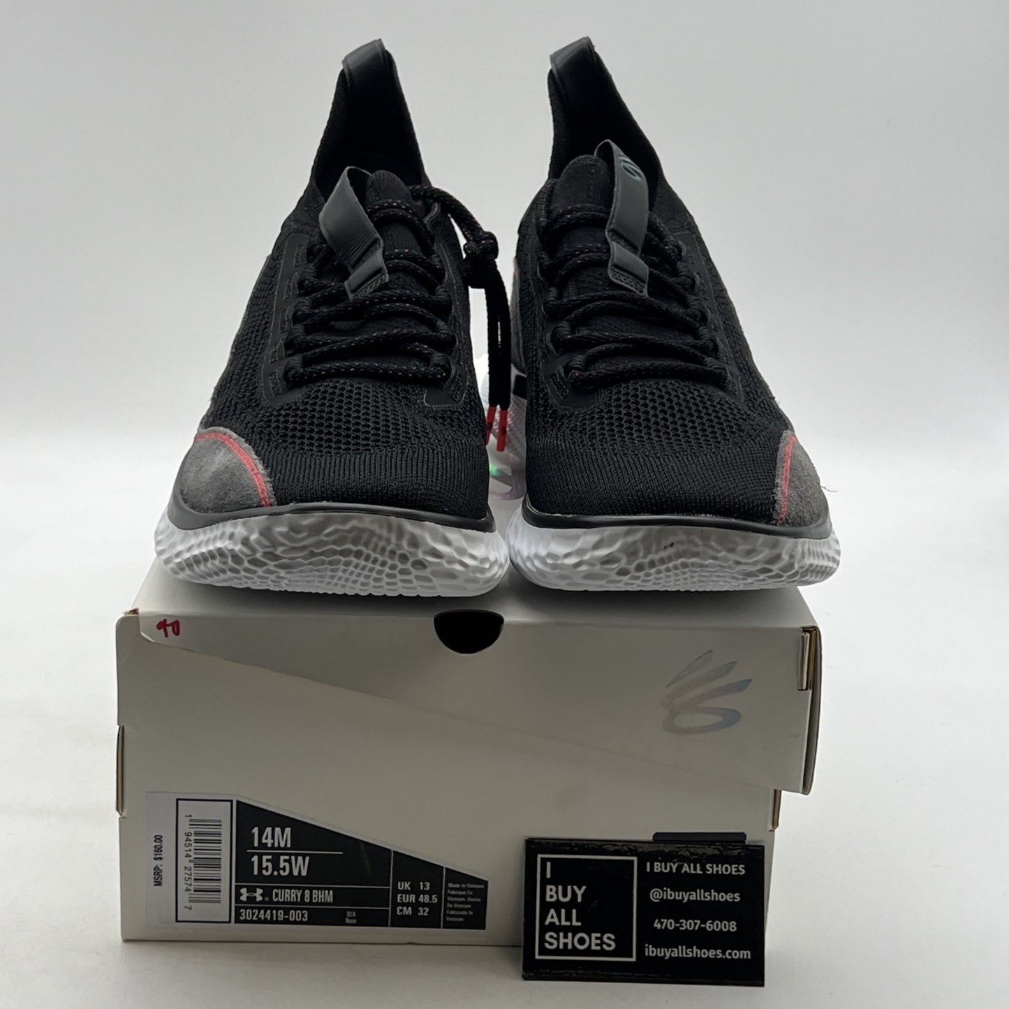 Size 14 -Under Armour Stephen Curry 8 Beautiful Flow BHM Black Red (3024419-003)