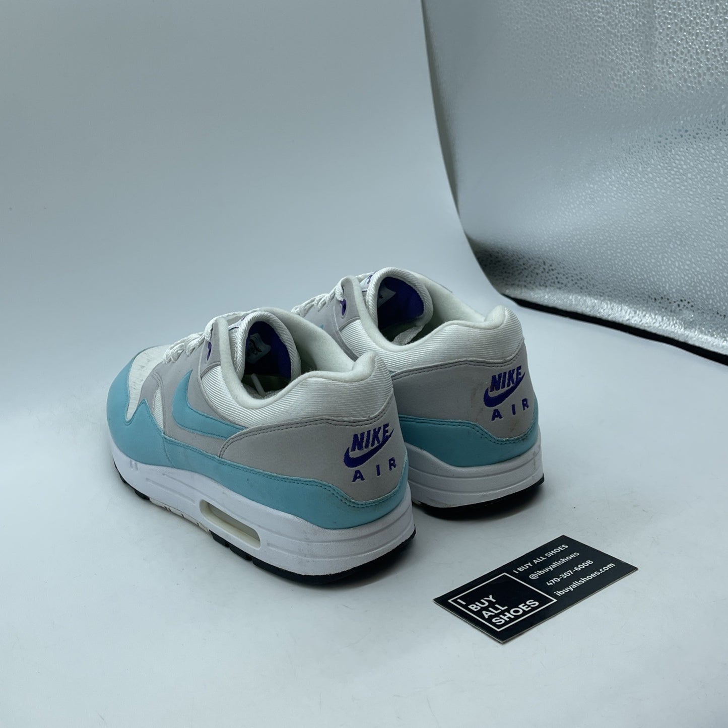Size 11.5 - Nike Air Max 1 OG Anniversary Aqua Grey White Suede (908375-105)