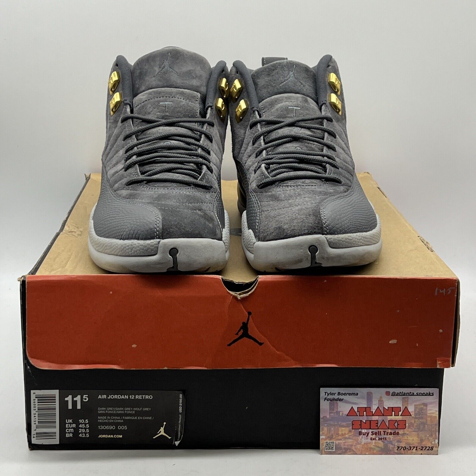 Size 11.5 - Air Jordan 12 Retro Dark Grey Leather Suede (130690-005)