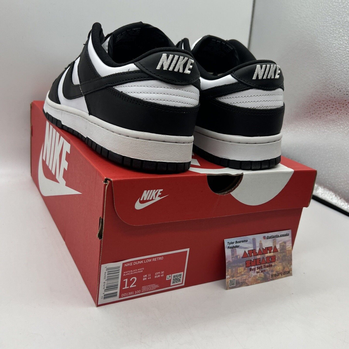 Size 12 - Nike Dunk Low Black White Brand New Og All