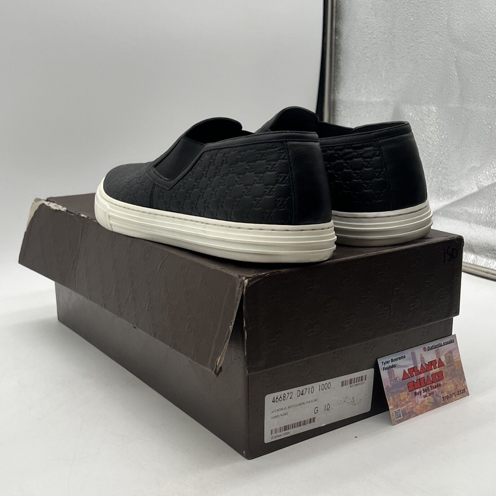 Size 10 -Gucci Signature Slip-On 'Black' - (466872-D4710-1000) Made In Italy