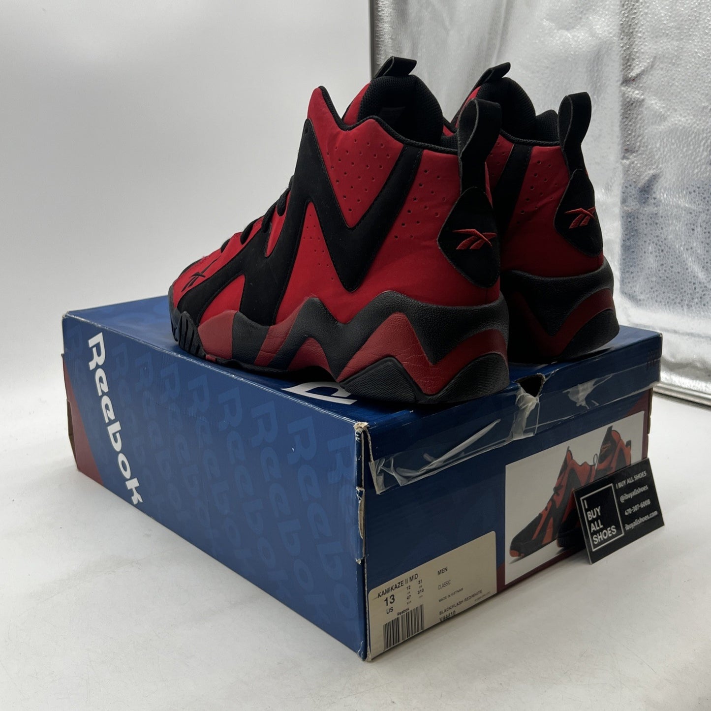 Size 13 - Reebok Kamikaze 2 Mid Blackflash Red (V44410)