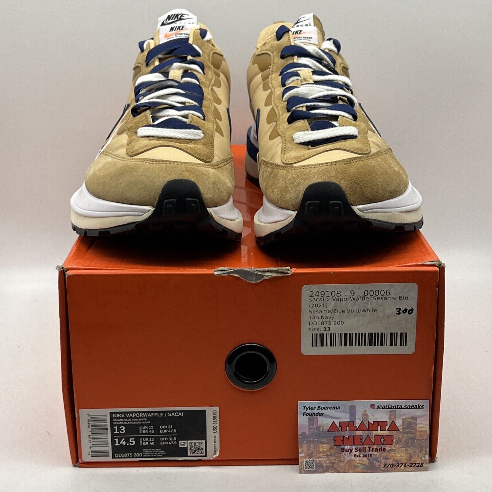 Size 13 - Nike VaporWaffle x Sacai Tan Navy White (DD1875-200)