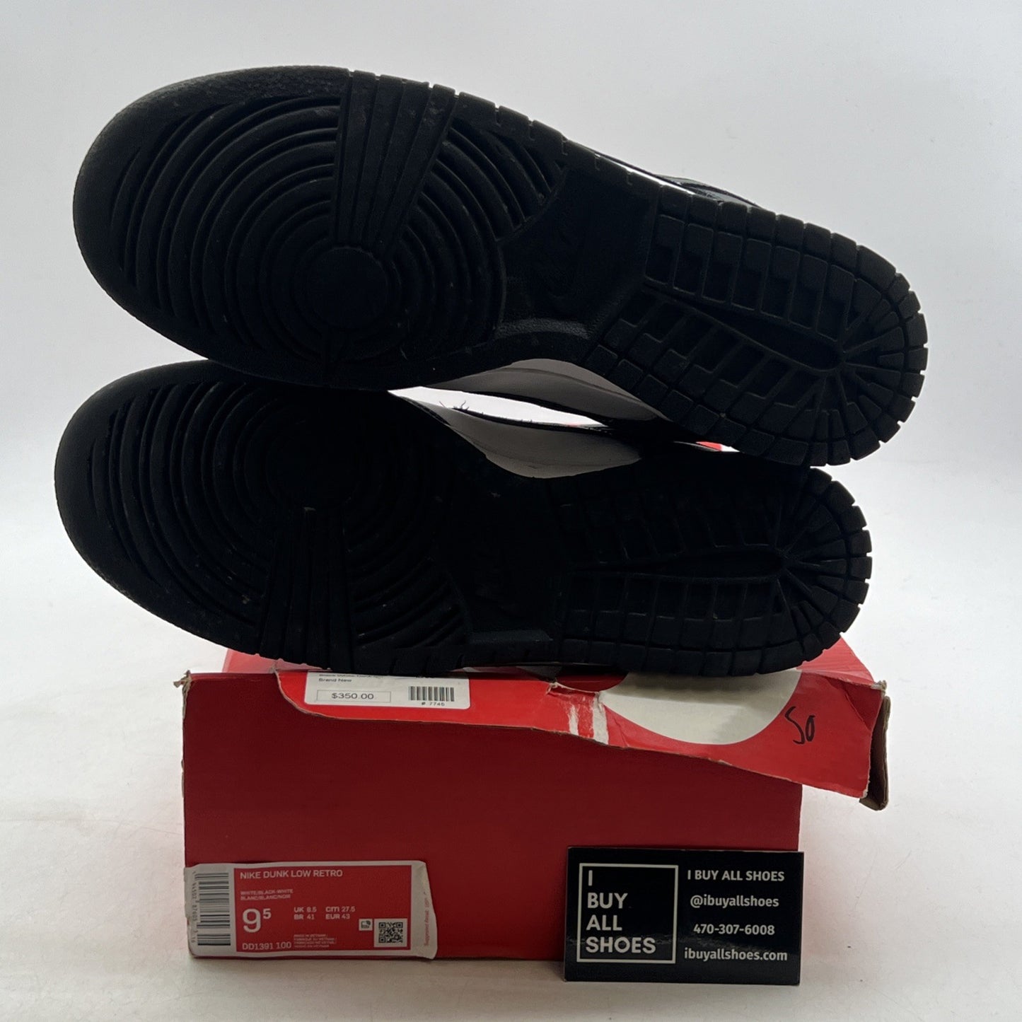 Size 9.5 - Nike Dunk Low Black White (DD1391-100)
