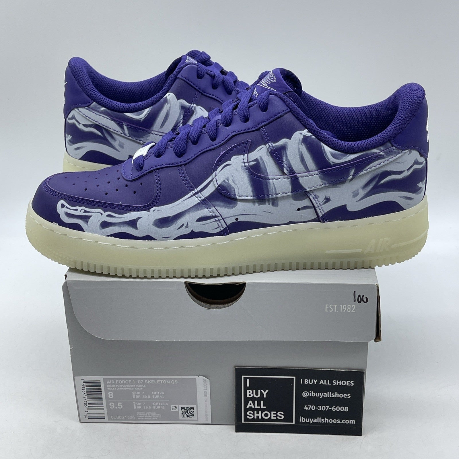 Size 8 - Nike Air Force 1 Low Purple Skeleton (CU8067-500)
