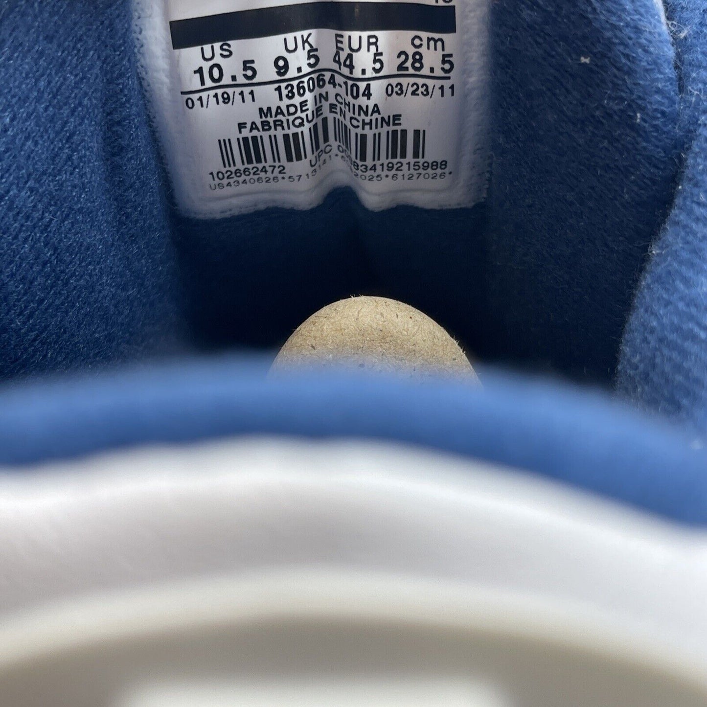 Size 10.5 - Air Jordan 3 Retro 2011 True Blue White Leather Suede (136064-104)