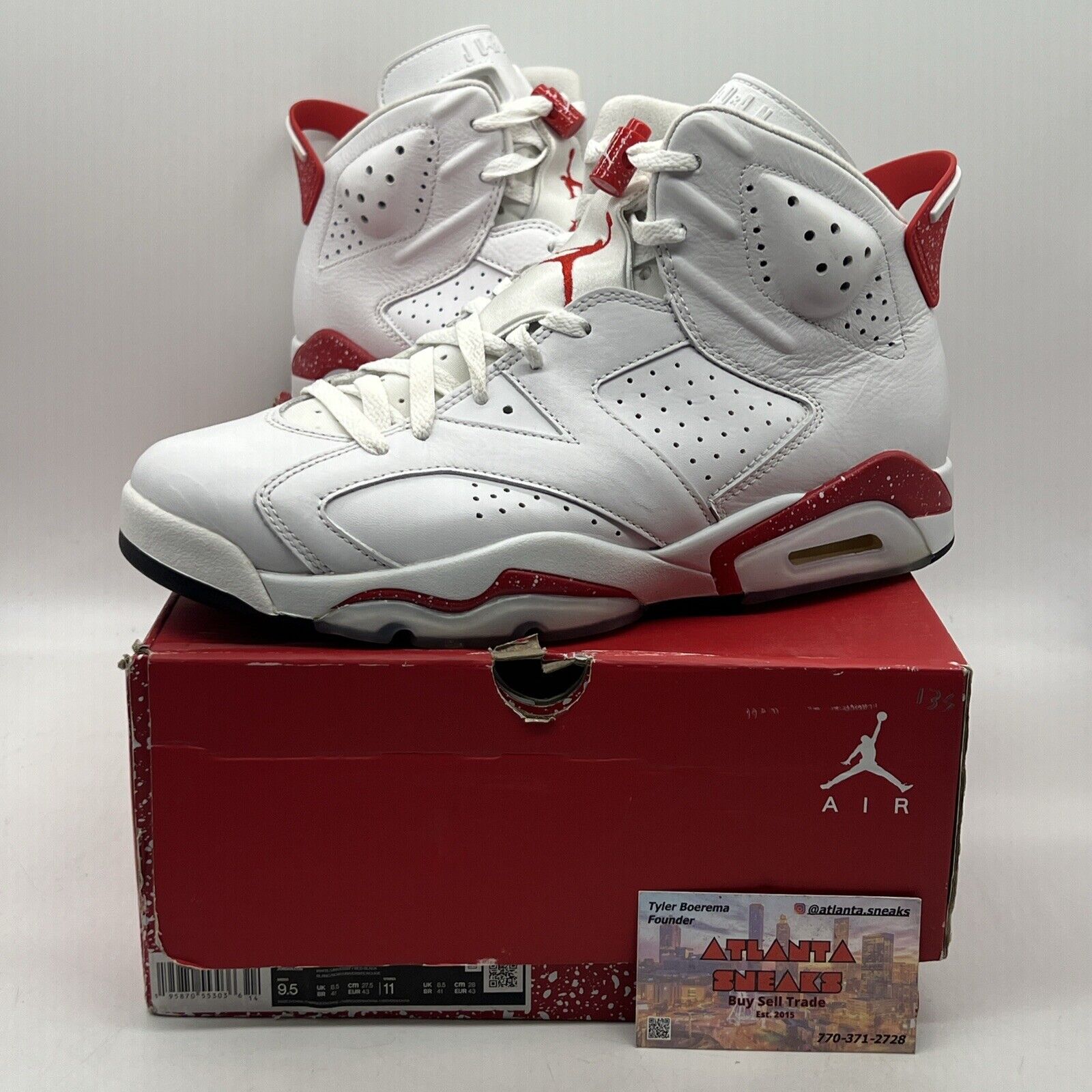 Size 9.5 - Jordan 6 White and University Red 2022 Leather (CT8529-162)