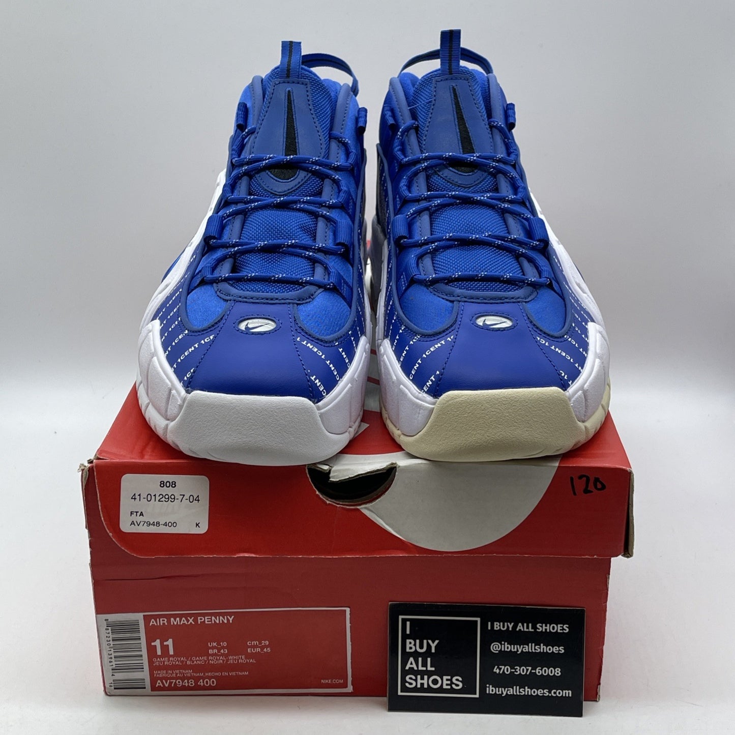 Size 11 - Nike Air Penny 1 Pinstripe Blue Suede Leather (AV7948-400)