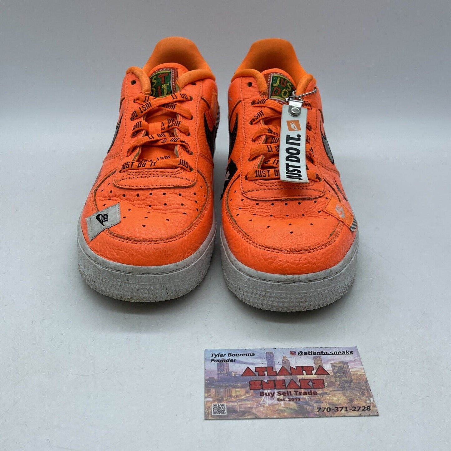 Size 6.5Y -  Air Force One Low "Just Do It’ Orange White Leather (AO3977-800)