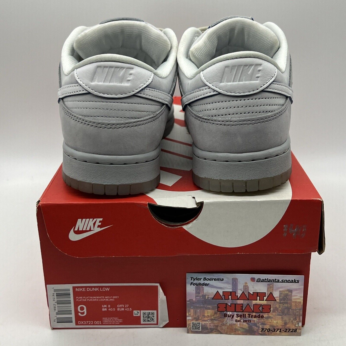 Size 9 - Nike Dunk Low Wolf Grey Pure Platinum White Suede Leather (DX3722-001)