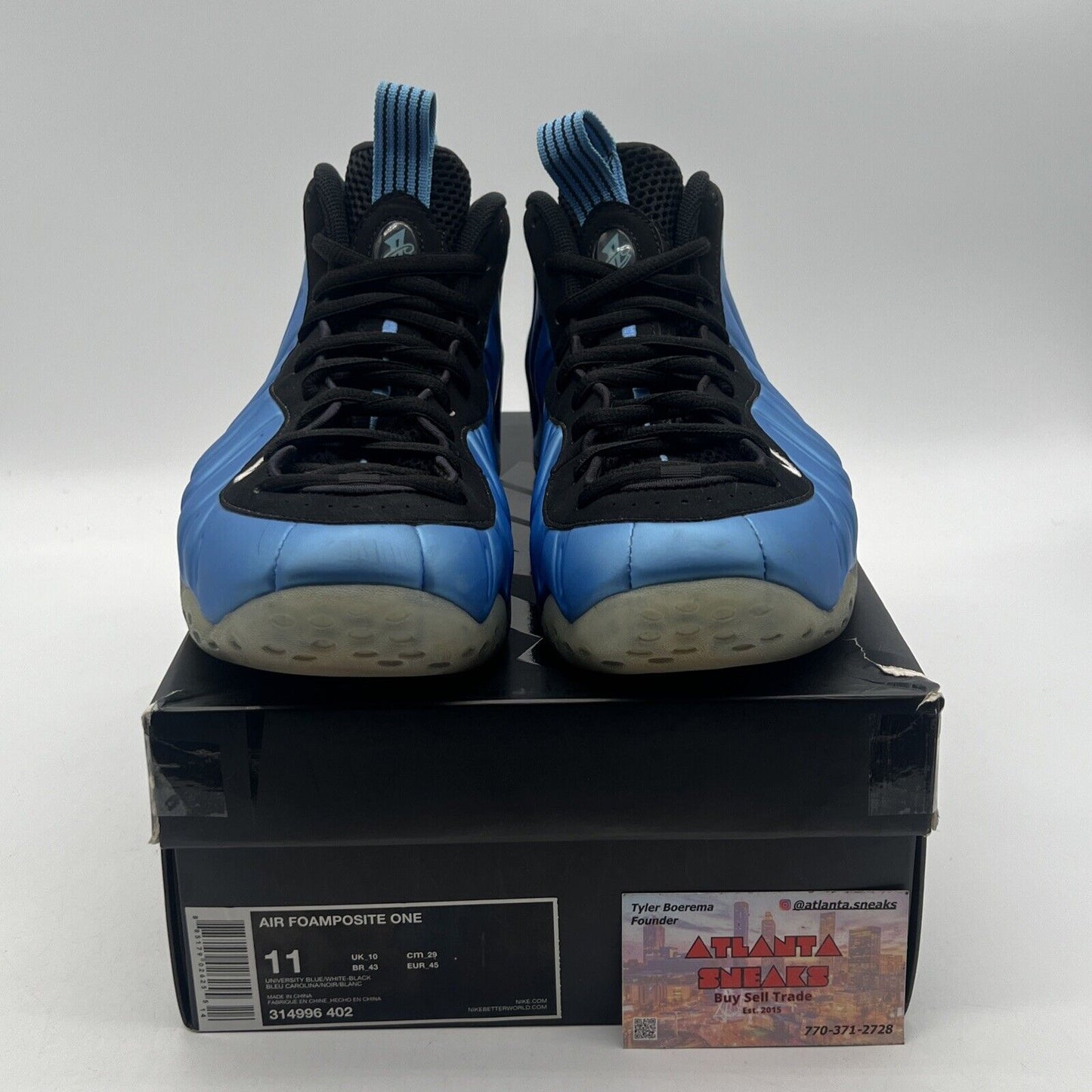 Size 11 - Nike Air Foamposite One University Blue Black Suede (314996-402)