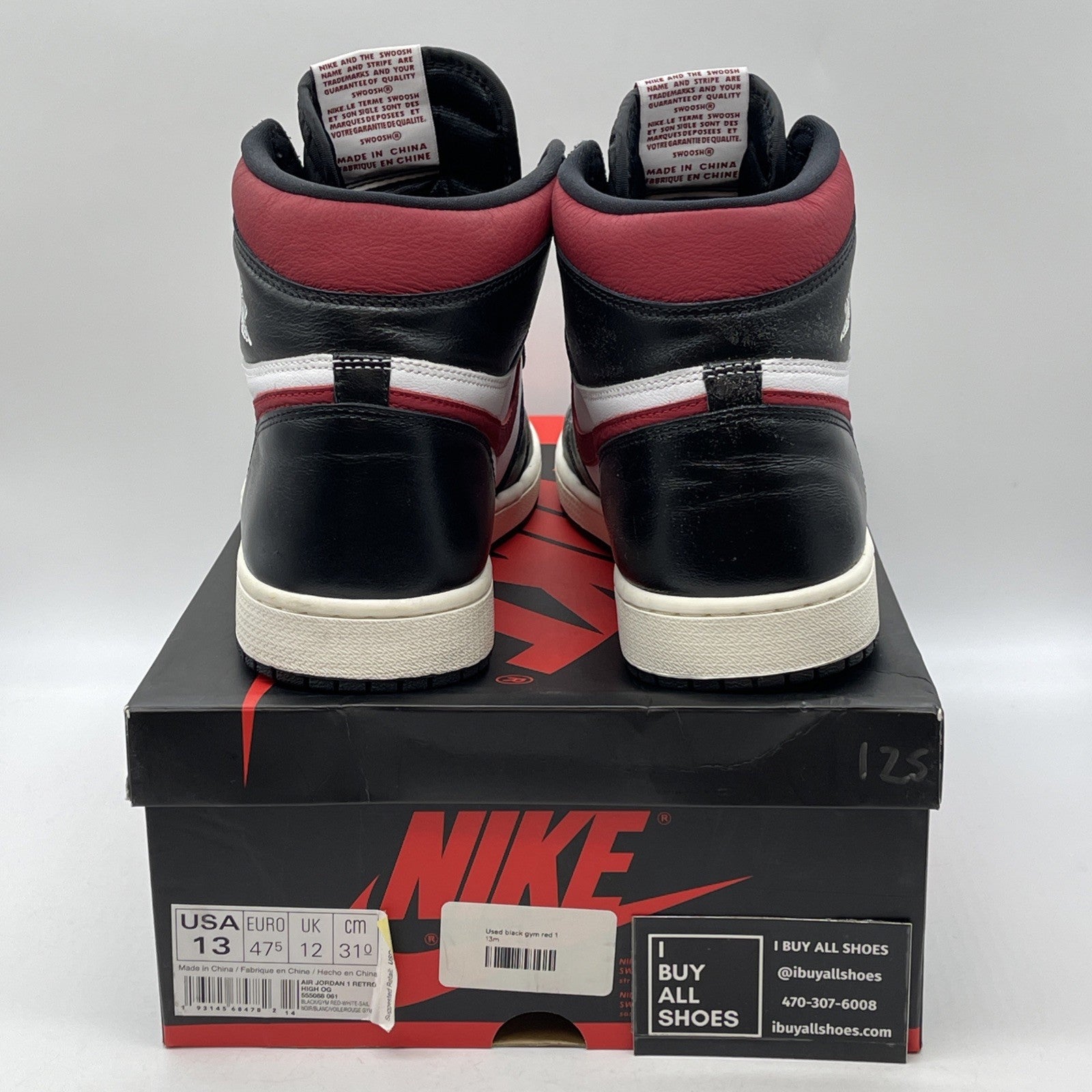 Size 13 - Jordan 1 Retro High OG Gym Red Black White Leather (555088-061)