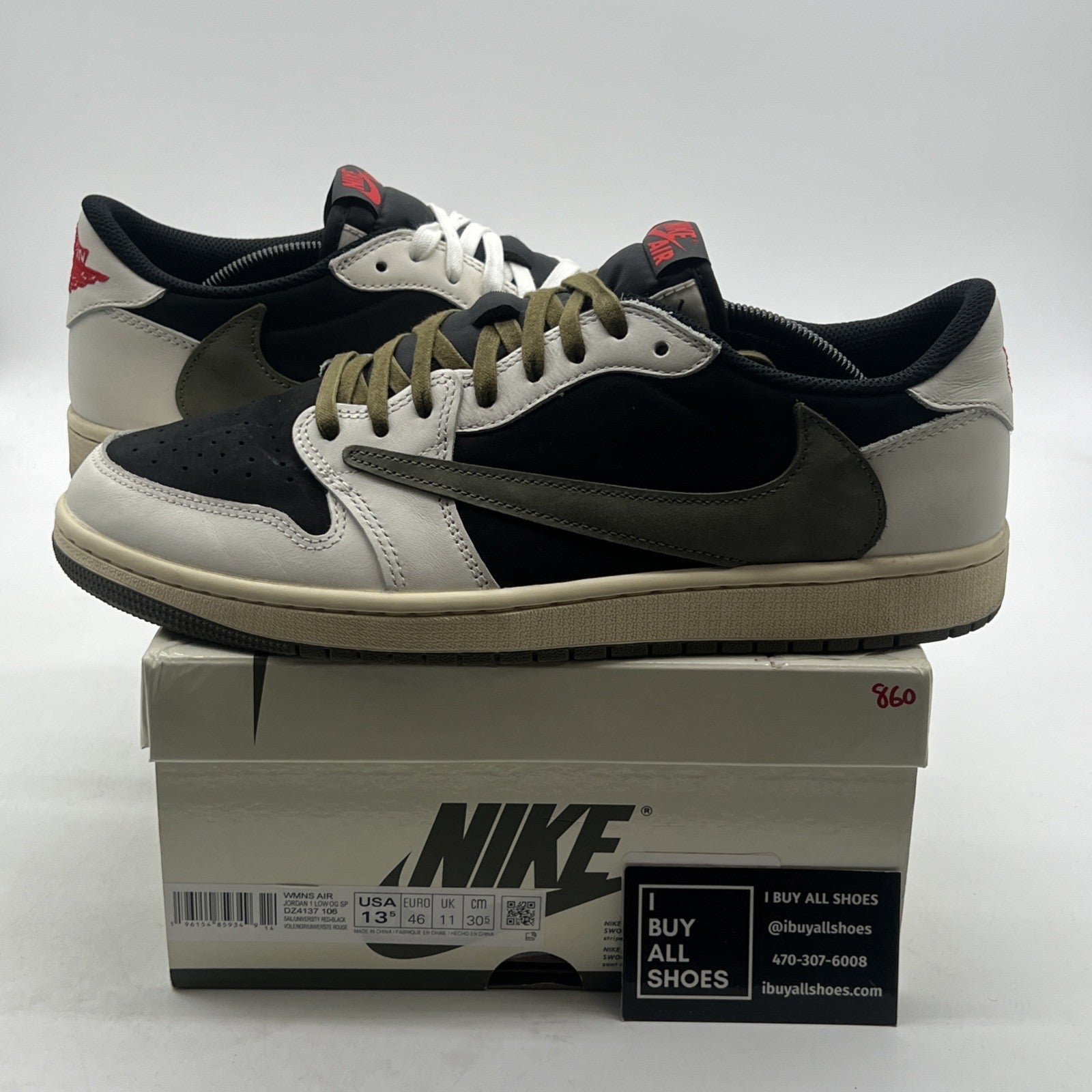 Size 13.5 - Air Jordan 1 Retro OG x Travis Scott Low Olive W (DZ4137-106)