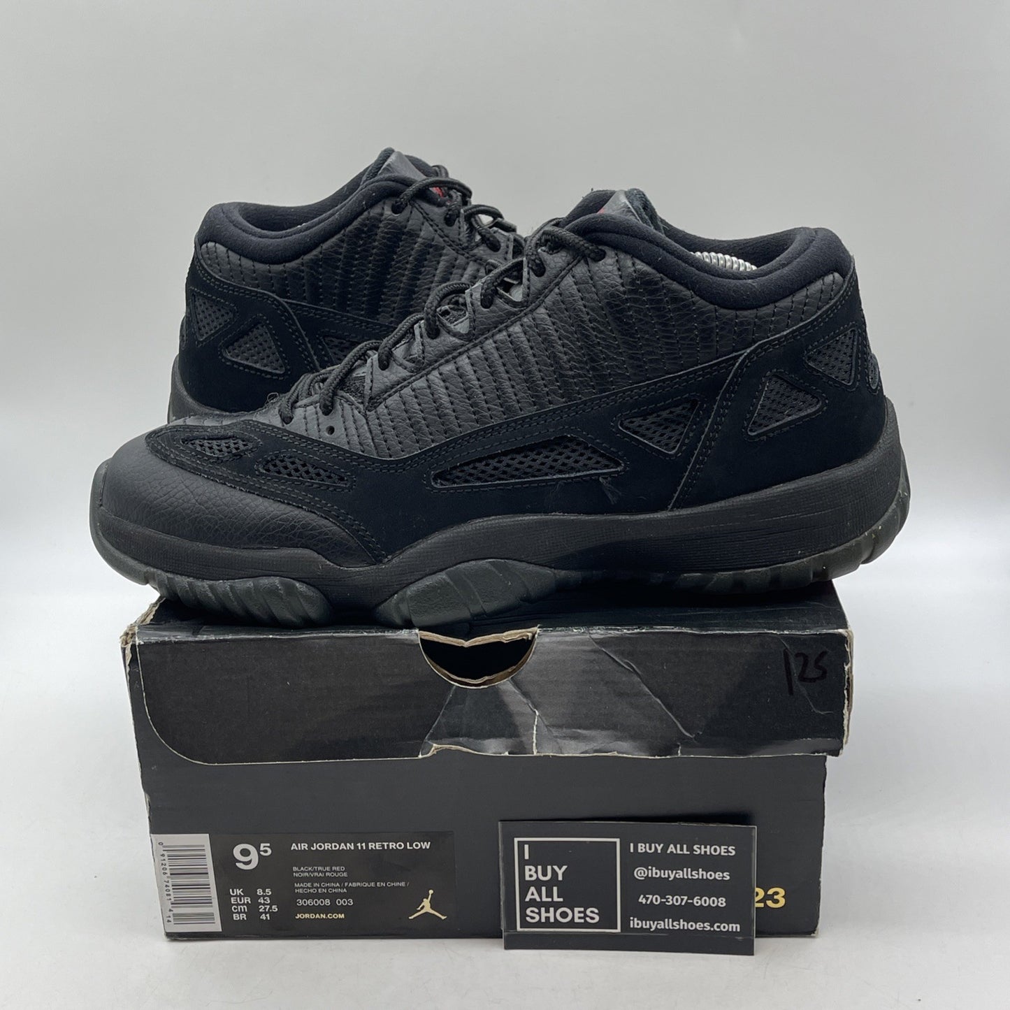 Size 9.5 - Air Jordan 11 IE Low Referee Black Suede Leather (306008-003)