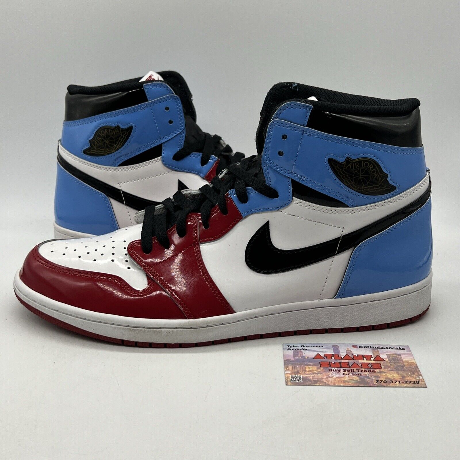 Size 14- Jordan 1 Retro OG High Fearless White Blue Leather Black (CK5666-100)