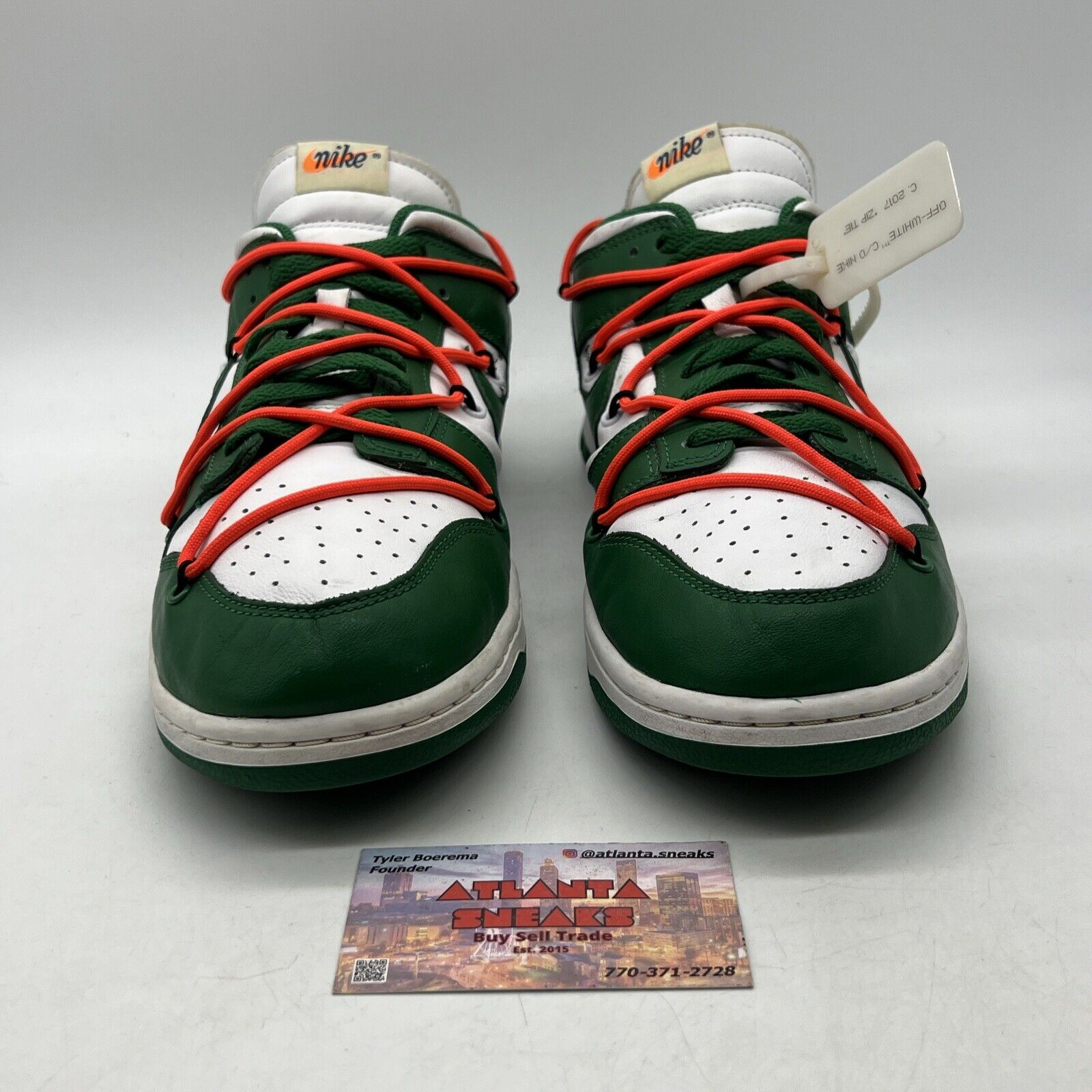 Size 12 - Nike Dunk Low x OFF-WHITE Pine Green 2019 Green Leather (CT0856-100)