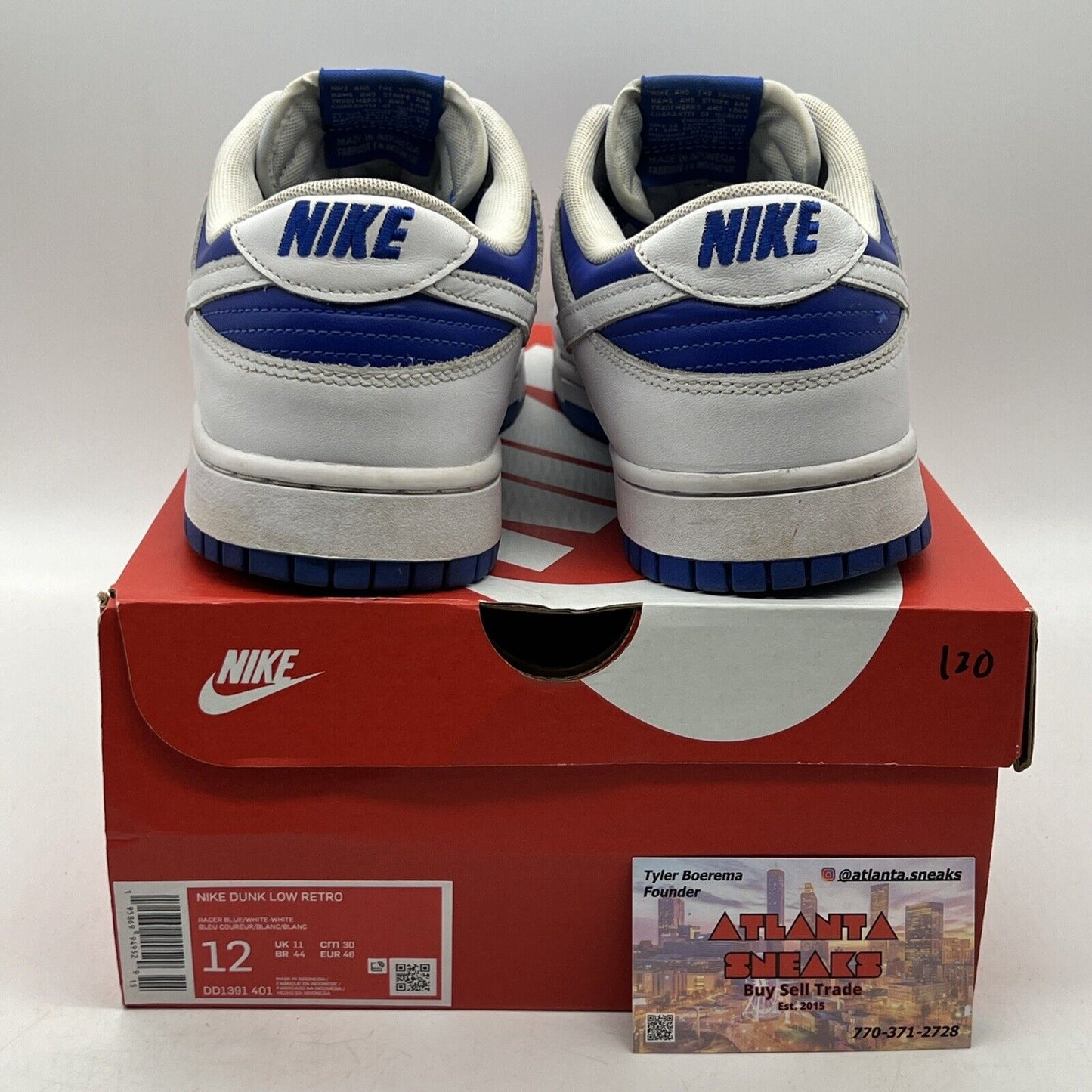 Size 12 - Nike Dunk Low Racer Blue 2022 White Leather (DD1391-401)