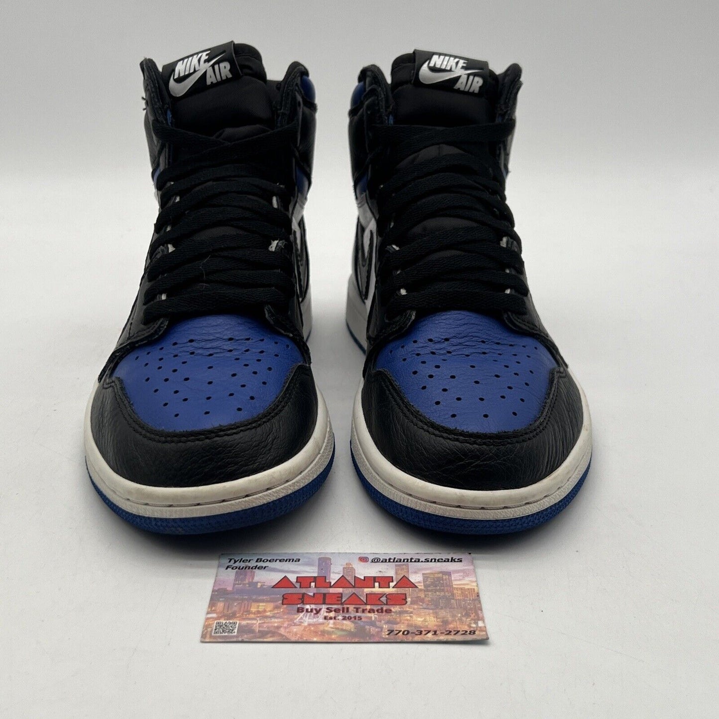 Size 8 - Jordan 1 Retro OG High Royal Toe Black White Blue Leather (555088-041)