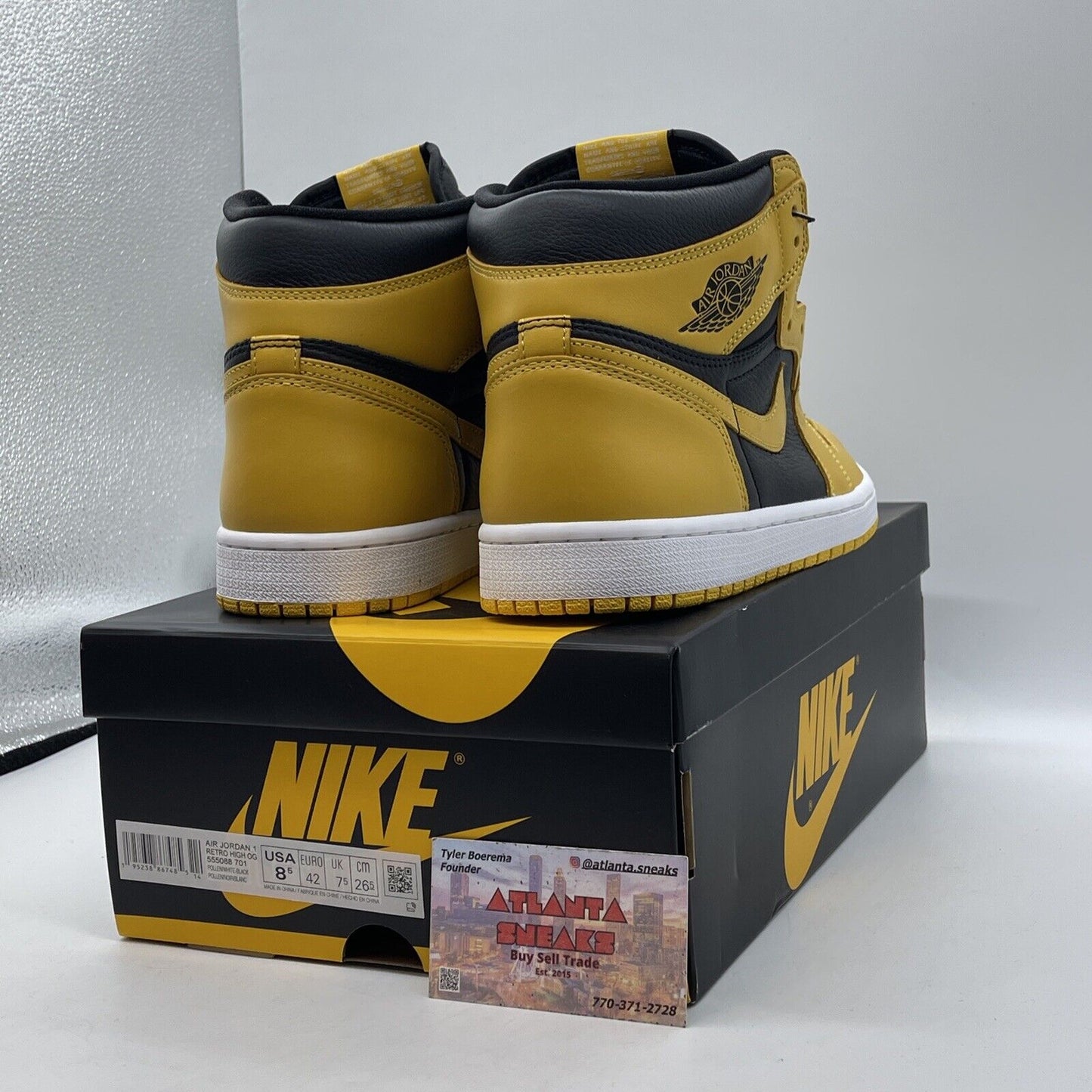 Size 8.5 - Jordan 1 Retro OG High Pollen Yellow Black Leather (555088-701)