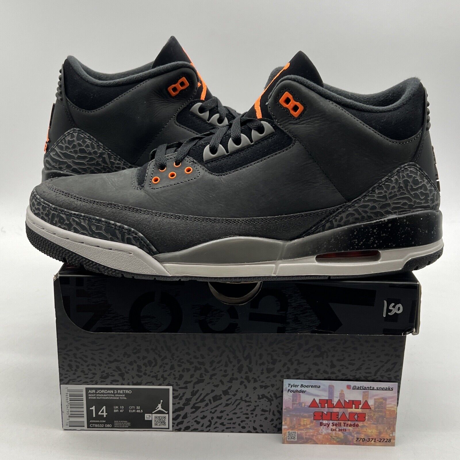 Size 14 - Jordan 3 Retro 2023 Mid Fear Grey Suede Orange (CT8532-080)