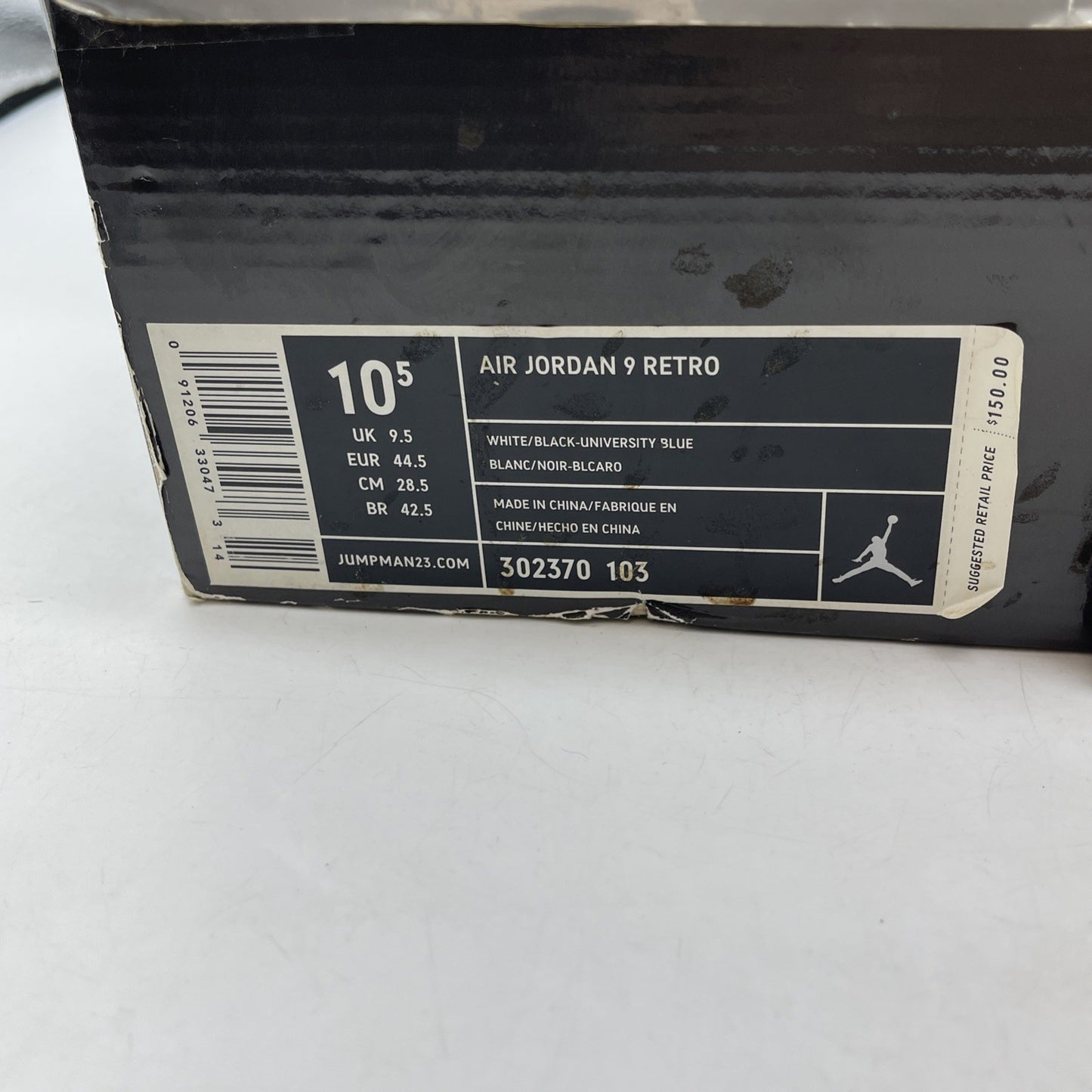 Size 10.5 - Air Jordan 9 Retro 2010 Powder Blue White Leather (302370-103)