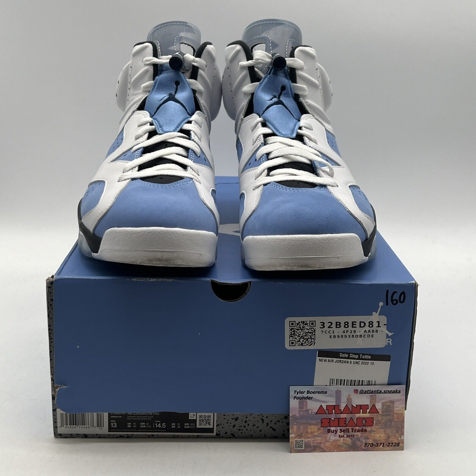Size 13 - Jordan 6 Retro Mid UNC Home Black White Blue Suede Leather CT8529-410
