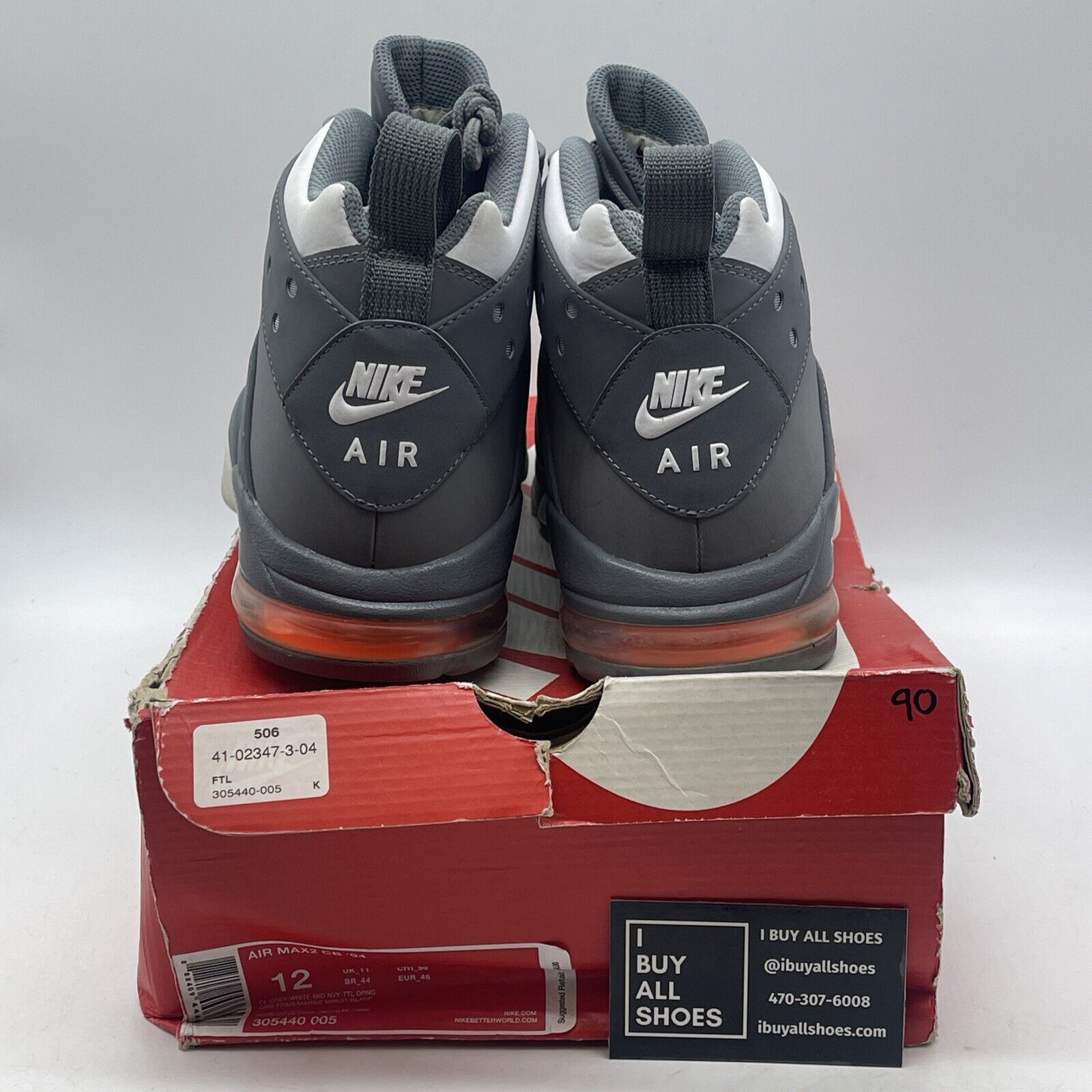 Size 12 - Nike Air Max 2 CB 94 2015 Cool Grey White Suede Leather (305440-005)