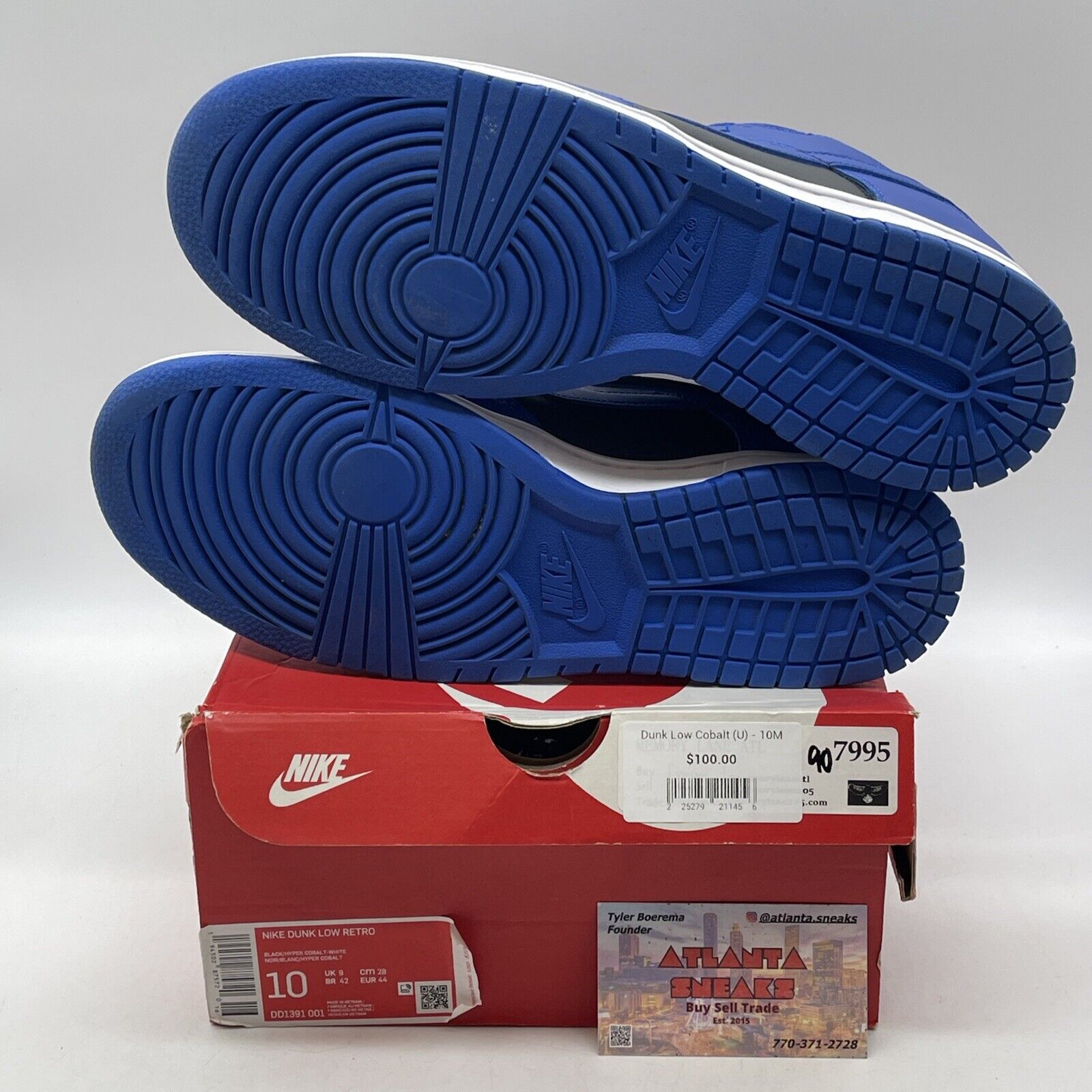 Size 10 - Nike Dunk Low Hyper Cobalt Blue Black White Leather (DD1391-001)