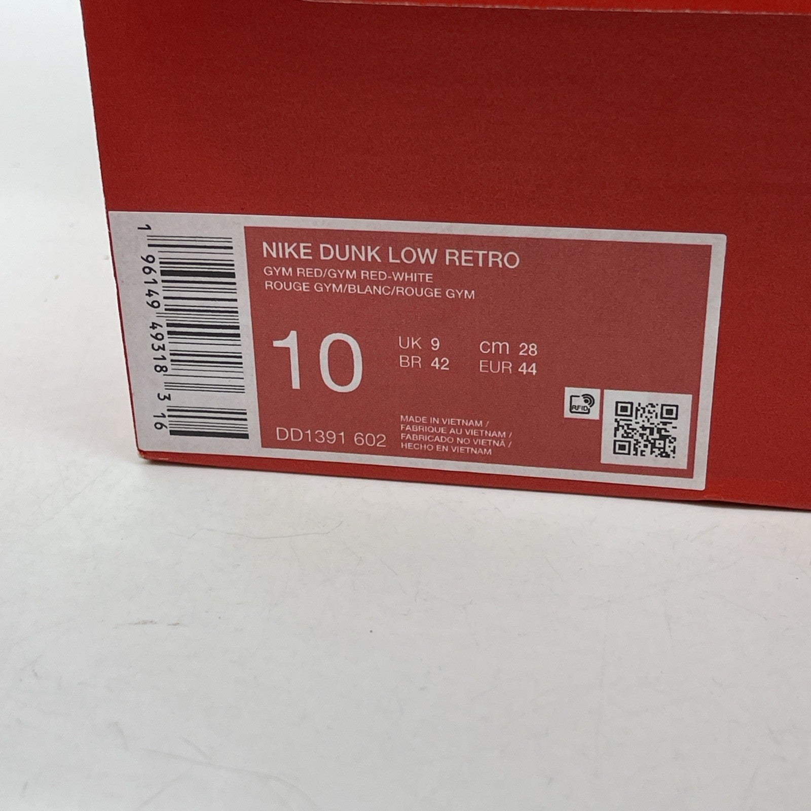 Size 10 - Nike Dunk Low Gym Red White Yellow Leather (DD1391-602)
