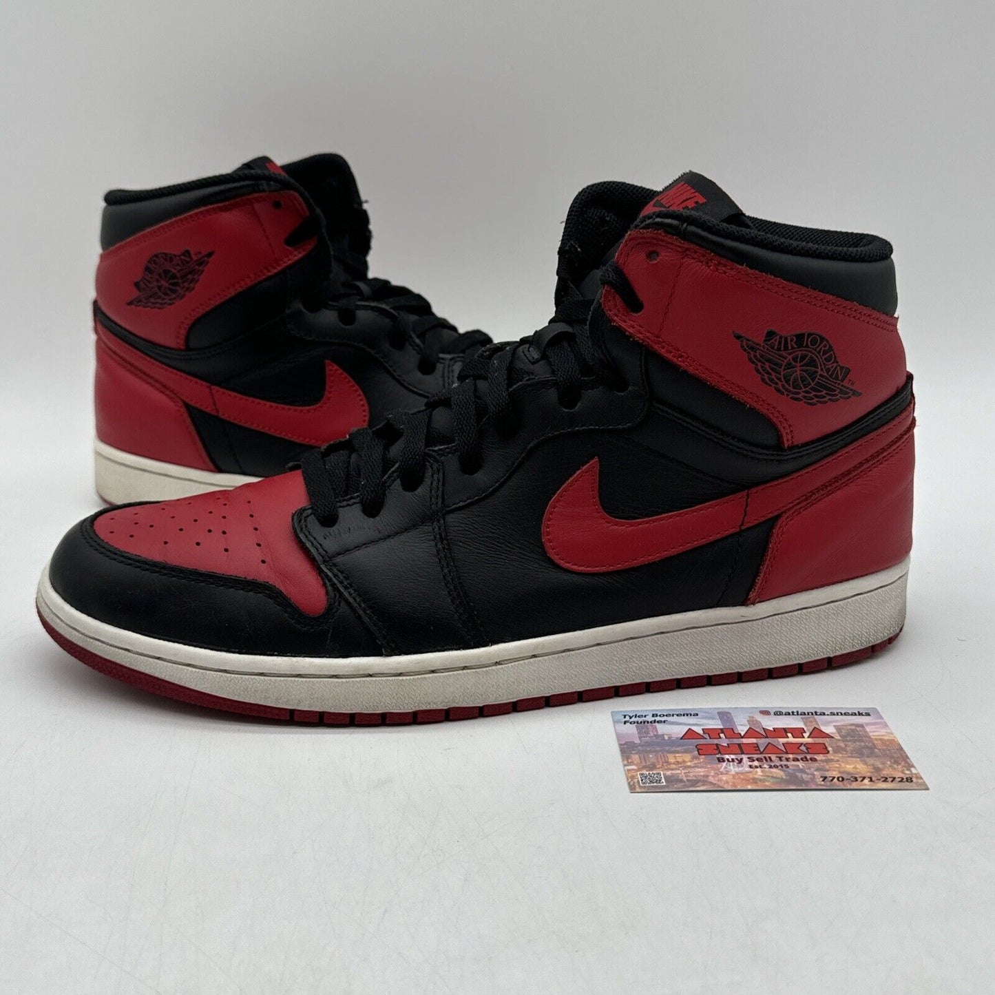 Size 13 - Air Jordan 1 Retro OG 2013 Bred Black Red Leather Cream Sole Stars Mj