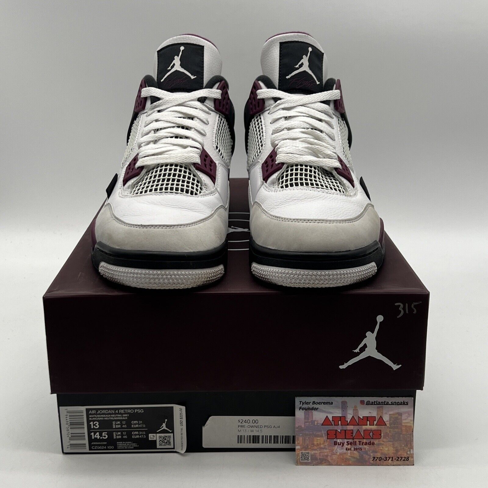 Size 13 - Jordan 4 Retro x Paris Saint-Germain Bordeaux 2020 (CZ5624-100)