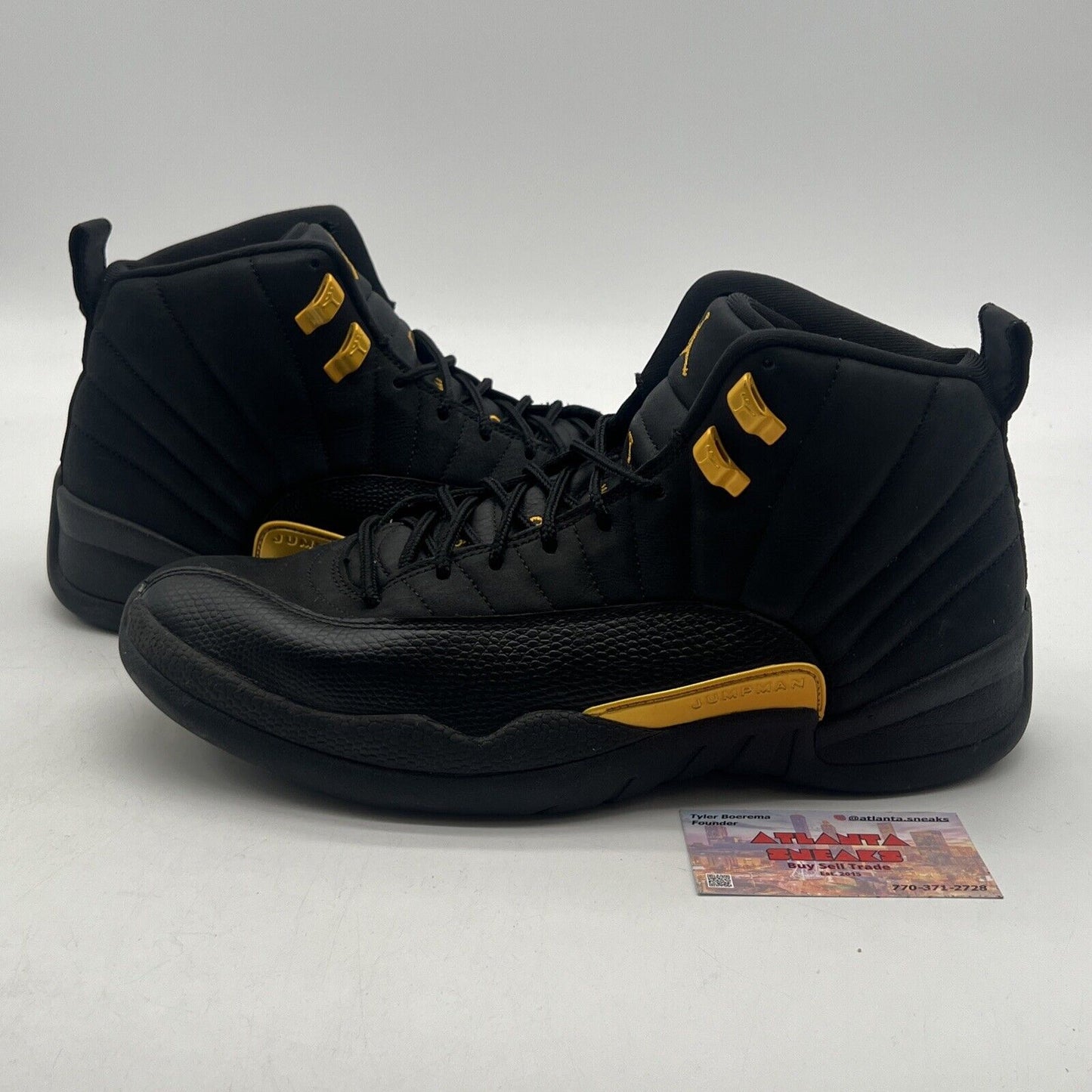 Size 11 - Jordan 12 Retro Mid Black Taxi Suede Leather Yellow (CT8013-071)