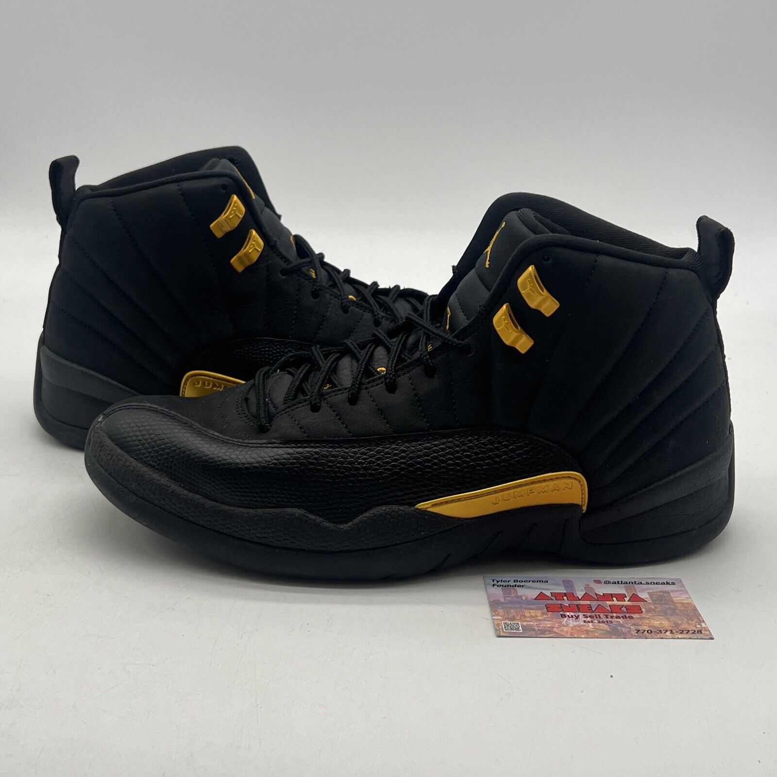 Size 11 - Jordan 12 Retro Mid Black Taxi Suede Leather Yellow (CT8013-071)