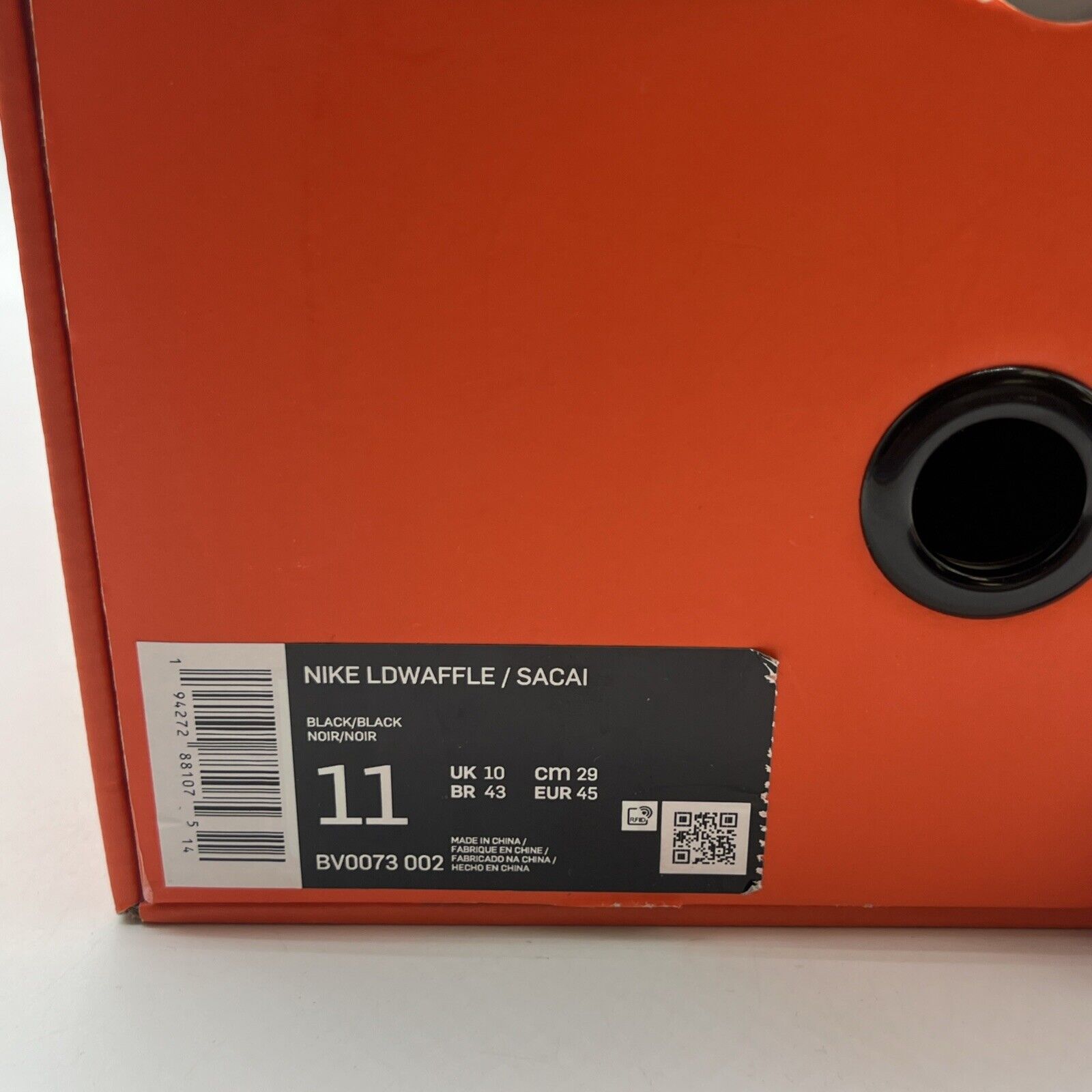 Size 11 - Nike sacai x LDWaffle Black Nylon (BV0073-002)