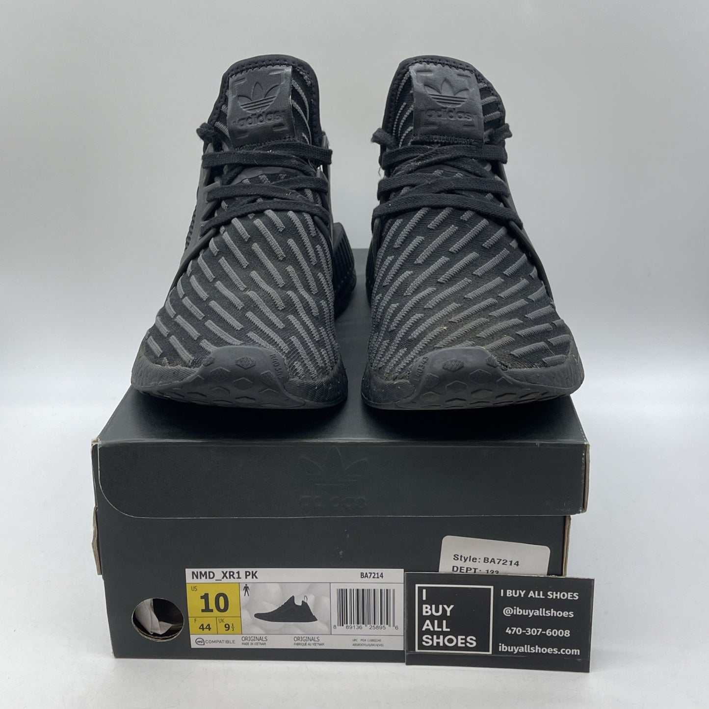 Size 10 - adidas NMD_XR1 Primeknit Triple Black Suede Leather (BA7214)