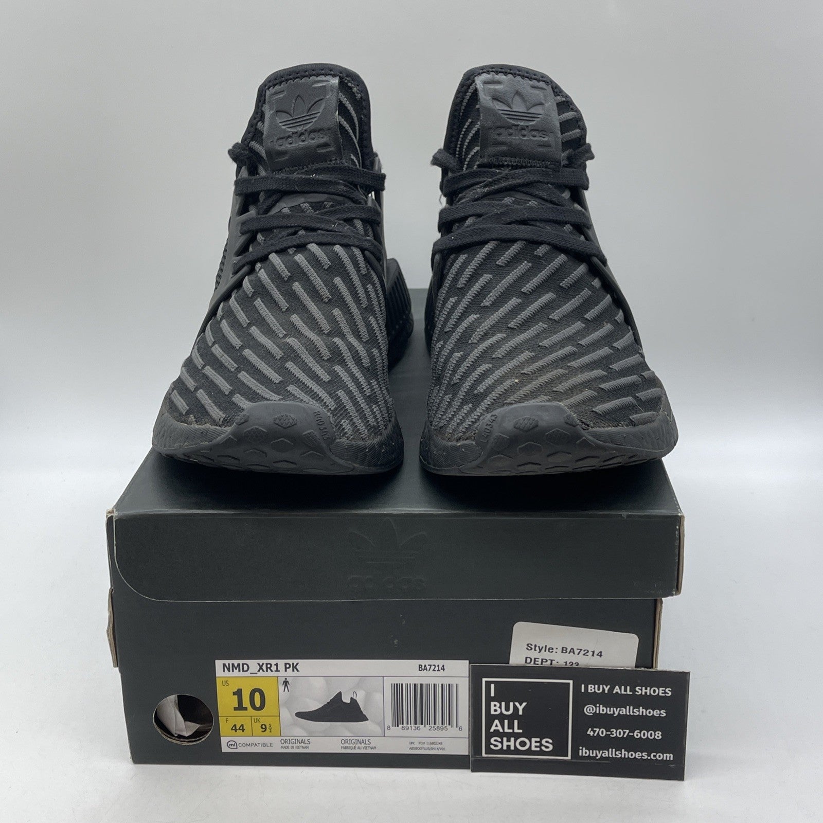 Size 10 - adidas NMD_XR1 Primeknit Triple Black Suede Leather (BA7214)