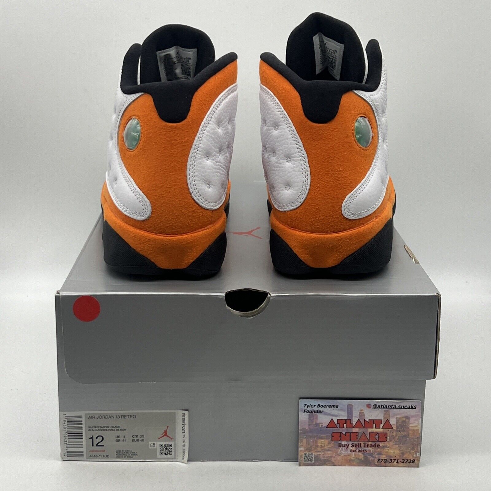 Size 12 - Air Jordan 13 Retro Starfish White Orange Black Leather Suede