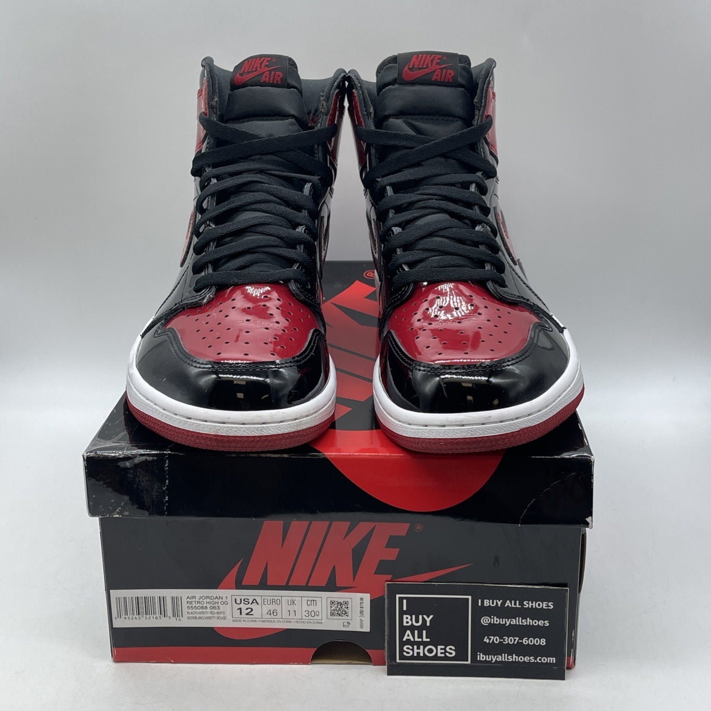 Size 12 - Air Jordan 1 Retro OG High Patent Bred (555088-063)