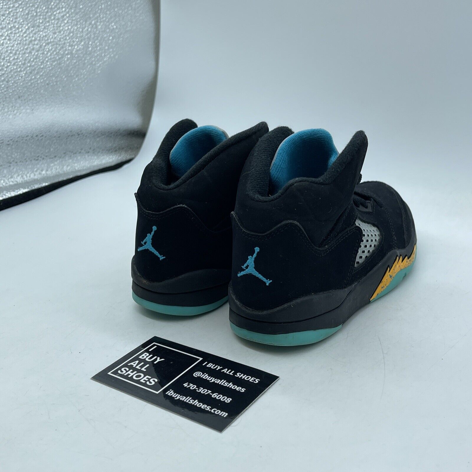 Size 11C (PS) - Jordan 5 Retro Mid Aqua Blue Black Yellow Suede (440889-047)